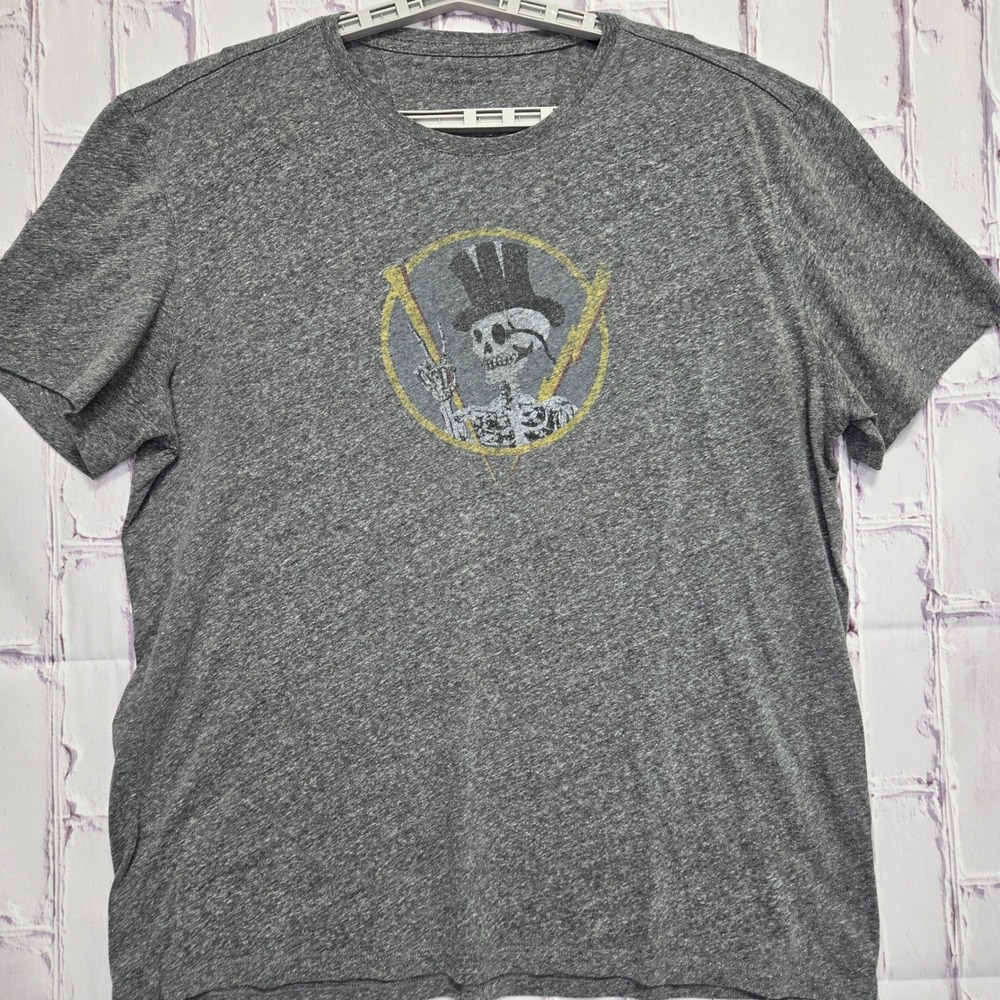 John Varvatos Star Mens‎ 2XL Grey Skeleton Graphic T-Shirt Distress Made in USA